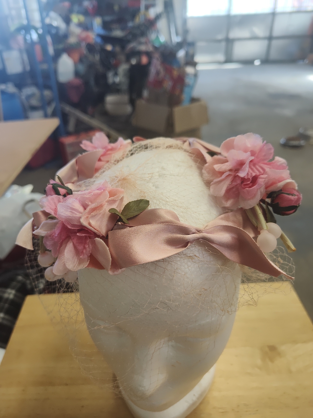 Vintage Pink Floral Veil Headpiece